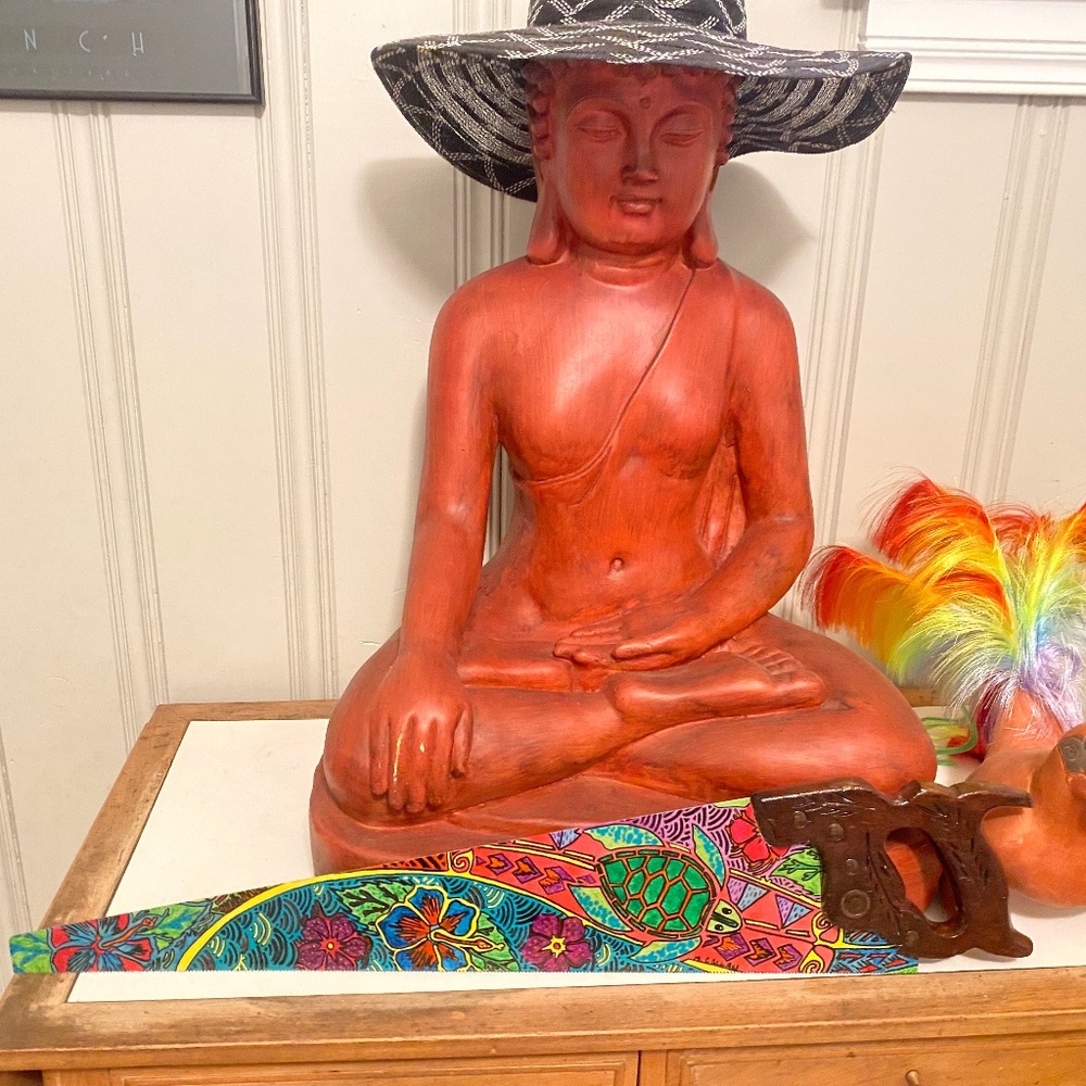 Hand painted antique saw